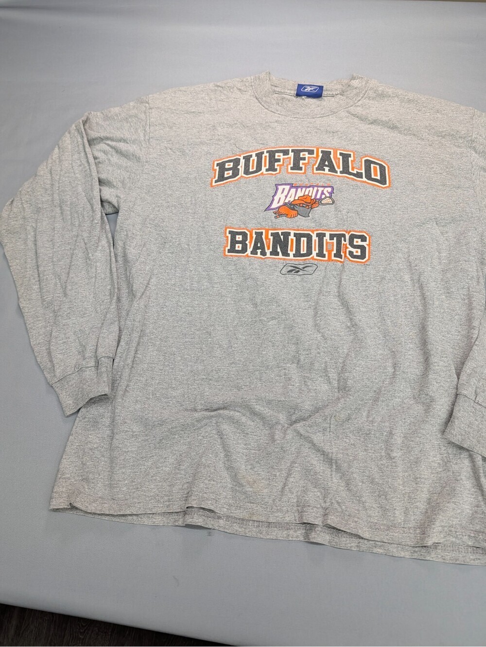 Buffalo Bandits Reebok Long Sleeve Shirt Grey Mens NLL Large